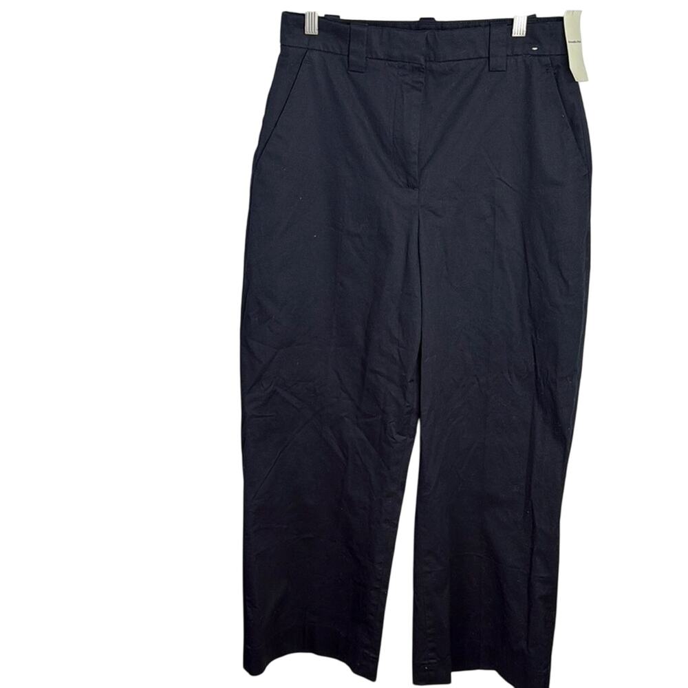 Abercrombie & Fitch Black Wide Leg Cotton Flat Front Pants New w Tag W1471 Sz 6